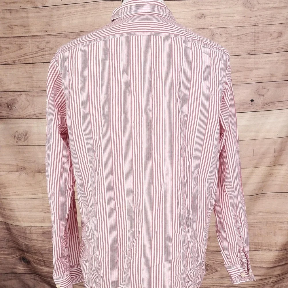 Banana Republic‎ Shirt Mens Large Striped Untucked Slim Fit Casual Workwear